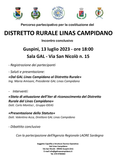 Incontro conclusivo del percorso partecipato per la costituzione del Distretto Rurale del Linas Campidano